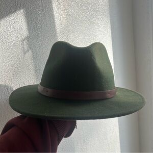 Brixton Olive Green Fedora Hat with Brown Band
